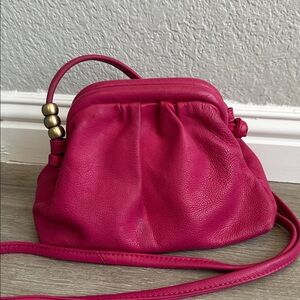 HOBO Adalyn Small Frame Crossbody Leather Bag Purse in Flamingo